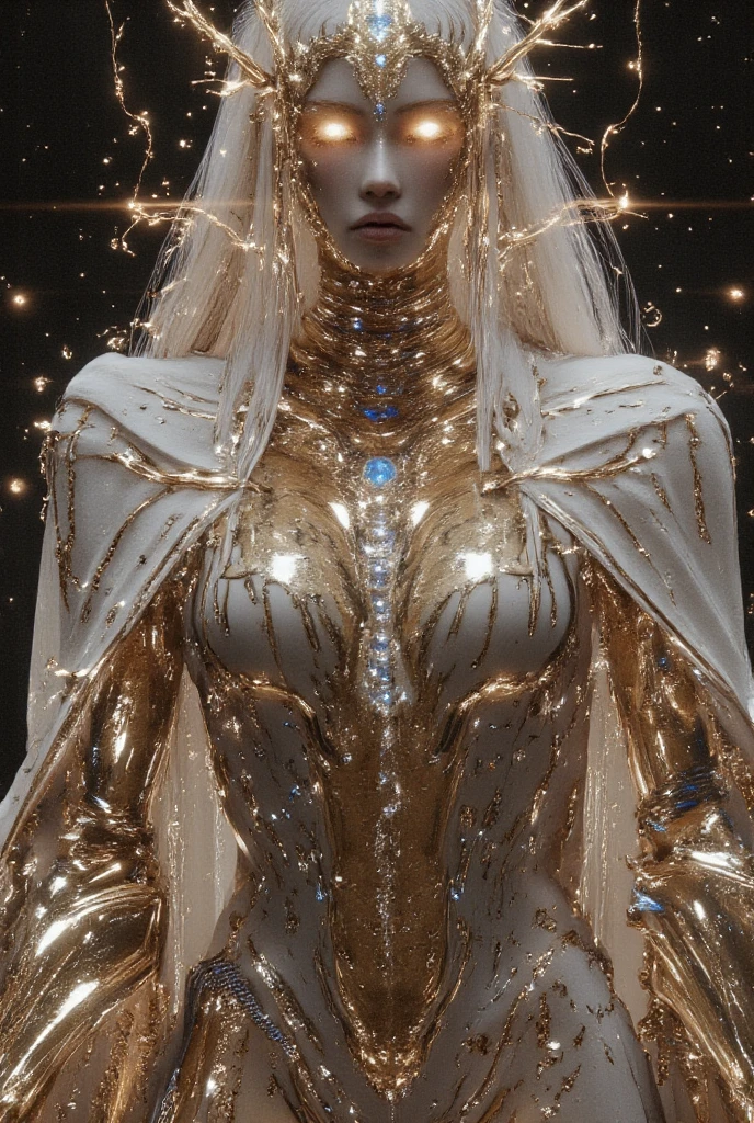 (Best quality,Ultra-formed,Realistic:1.37), Extraterrestrial life form,An Alien Girl with Glowing ethereal eyes, Intricate alien characteristics, luxurious glassy apperance, celestial background, Cosmic atmosphere, mystical aura, otherworldly presence, Starry sky, Radiant celestial bodies, Interstellar beauty, Mesmerizing light patterns, Surrealist composition, Otherworldly brilliance.