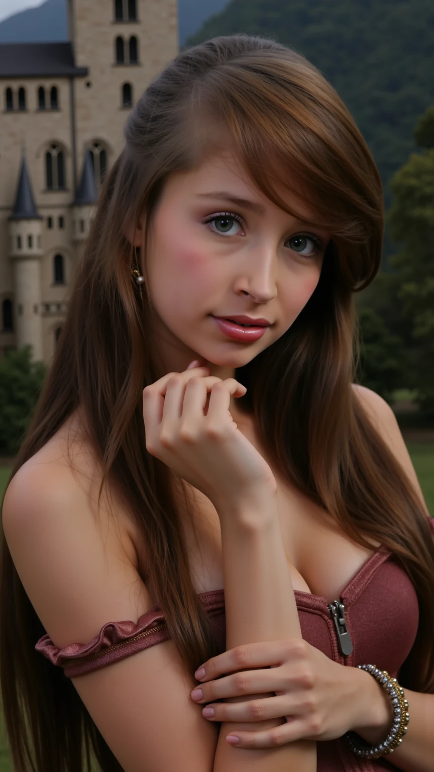 ((best quality)), ((Masterpiece)), (details), perfect face 1 half-breed girl, alone, beautiful princess jewelry, earring, Tiara, beautiful eyes, lots of flowers,((rose)), (vine), outdoor, naked, Undressed, arms spread, legs spread, legs spread, breasts have suck marks., (แสงdetails), falling rose petals, Take off your clothes, open your arms, spread your legs, bondage to tease sex. Plump breasts, sexy, alluring and inviting to love.