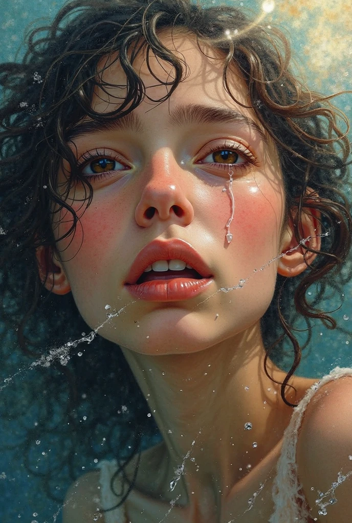Villa pool, sun umbrella, loungers, drinks, swimsuit beauty in the water, long hair throwing out beautiful arcs, wet hair, water, water droplets, splashes, many people around, music, high quality, high resolution, super fine, detailed, accurate, master works, cinematic lighting, dynamic perspective