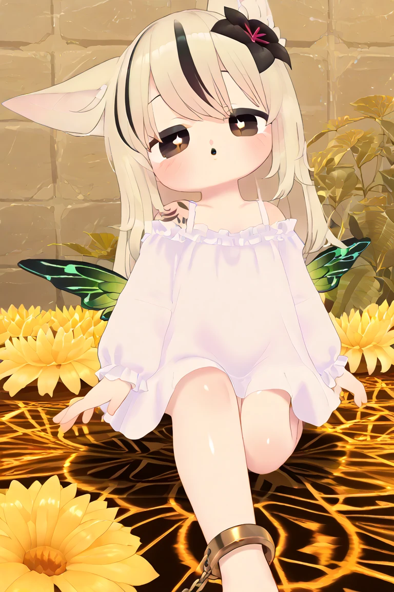 ((Highest quality))) (((High resolution))) (((8K))) (character) ((Adventurous)) Fairy, ((beautiful)) and ((Happy)), ((Brown Hair)) and ((Long Hair)).((Toddler girl)) ((5 years old))((naked)) ((nsfw))