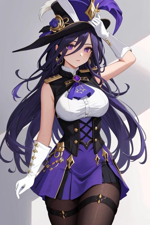jogo , goddess of victory nods her head, Rapi , cabelo preto, olhos sedutores ,rosto bonito , Olhos roxos violeta , cabelo longo, Gothic Clothes, top de ioga, square neck, decote, Manga comprido, top apertado, perneiras, pantyhose, G copo peito, cintura fina, coxas encantadoras, five fingers on each hand, Two hands ,duas pernas, poses elegantes, bruxa, witch's hat, cabelo longo