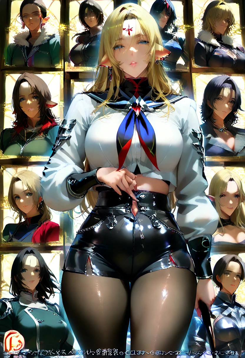 masterpiece, best quality, 1girl,black drill hair,, (finely detailed empty pupils and detailed face),,cowbody shot,lovestruck,extremely detailed picture unity 8k wallpaper,solo,(latex military costume:0.9),glamour body,seductive smile,military hat,latex thighhigh,try to show me breasts