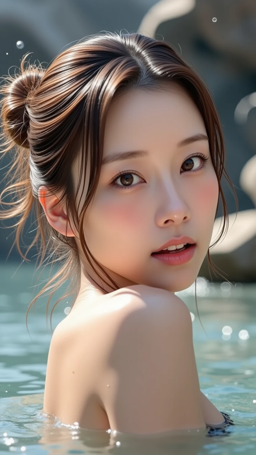 (yinchuan:1.5),, ​masterpiece, top-quality, Raw foto, Photorealsitic, large full breasts、beautiful and flawless face,  Soft smile、20 years girl、Colossal tits、swimmning、swim wears、swimming pools、depth of fields, hight resolution, ultra-detailliert, finely detail, ighly detailed, extremely detailed eye and face, Sharp pupils,