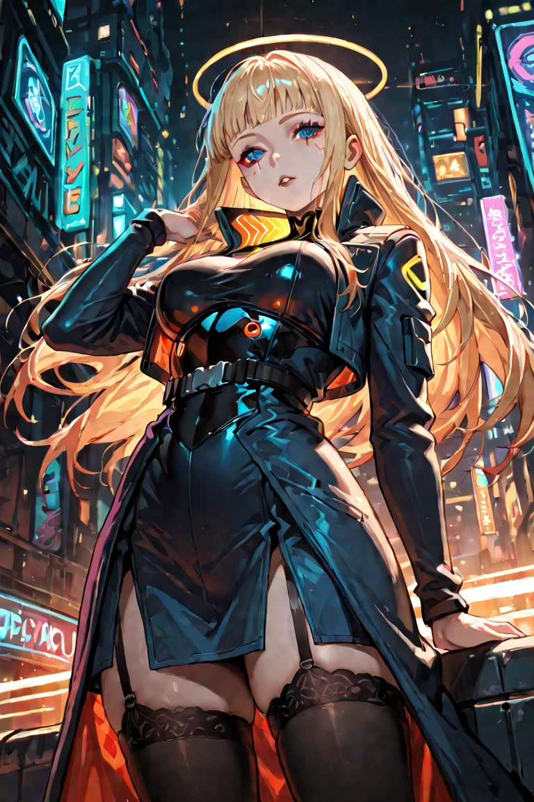 high quality, subsurface scattering, chromatic lighting,
colorized, yellow + black limited color palette,
detailed concept drawing,
Street girl, cyberpunk, futuristic, fullbody,
portrait, 20yo 1girl, medium soft breasts, slender, long yellow hair, yellow eyes, posing