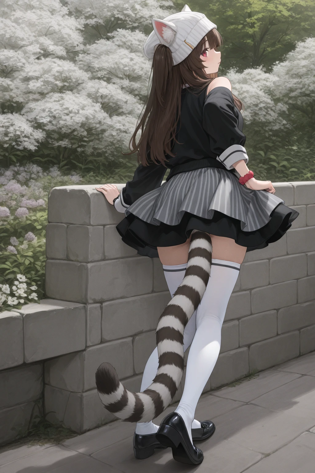 Cheshire Cat, 1865, hyperrealistic photo, sharp focus, beautiful, surreal fairytale, portrait Alice in Wonderland sitting with huge grinning Cheshire Cat, big smile, pale blue, sitting on branch, 19th century vintage, perfect hands, striped socks, shoes.