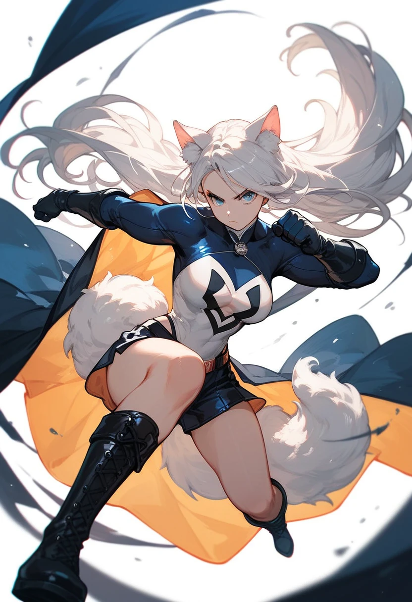 tanned blonde fox girl with big  in katana pose 