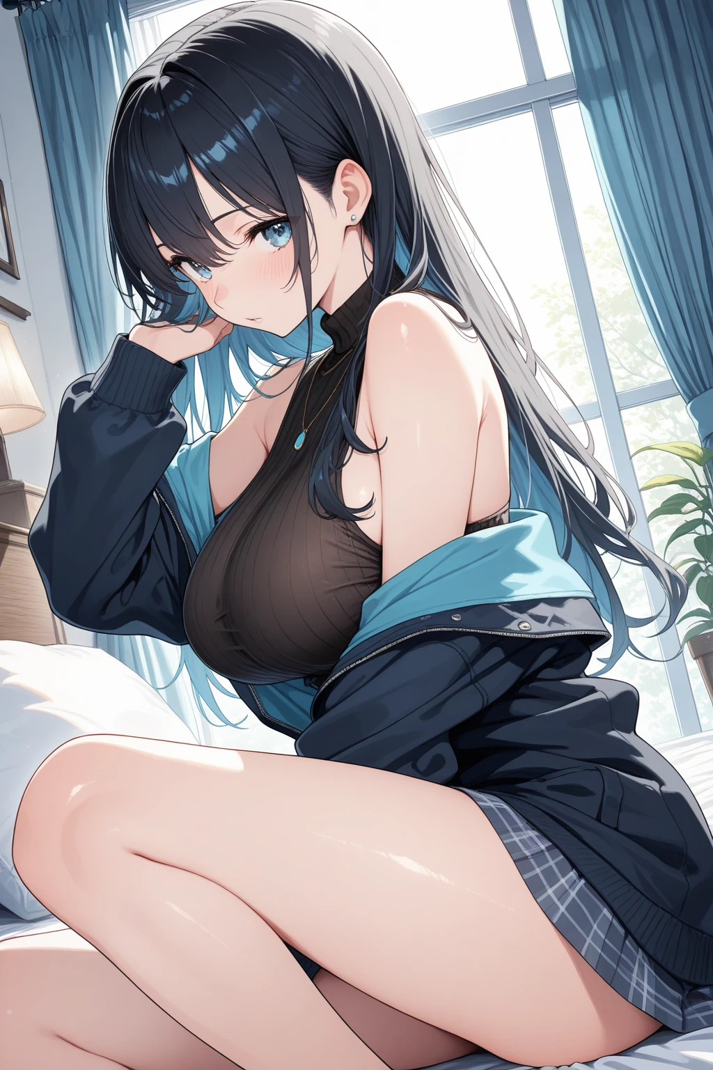 {best quality}, {very aesthetic}, {ultra-detailed}, {best illustration},nsfw, Wife, shirt,top less,bottomless, Open-front knit cardigan、Knee-high、{{{massive female ejaculation}}}, masturbation, orgasm,(((Spread your legs、Lift your legs higher、Emphasis on the vagina、Detailed and accurate vagina、Detailed and accurate asshole))) private room, on bed, soaked sheets, steam, sweat,
