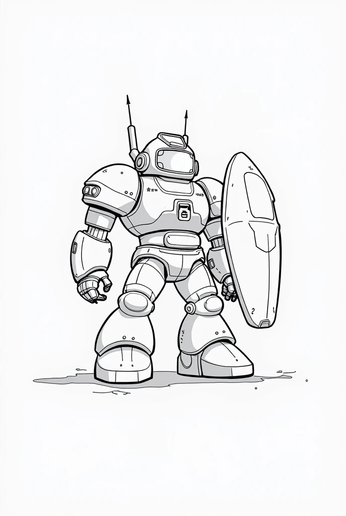 AllOldRPGArtS1 greyscale, monochrome, robot, solo, no_humans, mecha, science_fiction, white_background, weapon, open_hand, cable, looking_ahead, standing, sword