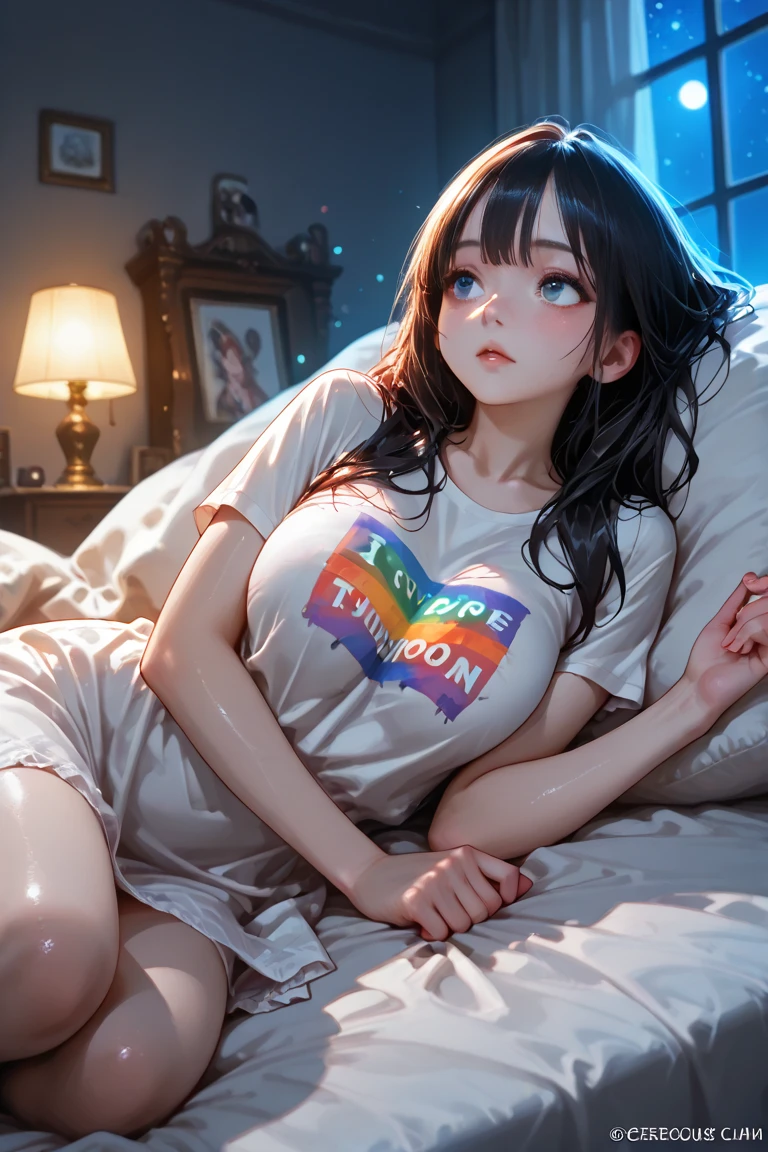 (only face:1.3),(face only:1.3),Close-up of face,(Lower body center:1.3),Japanese,(masterpiece:1.2),high resolution,high resolution (of an image),(8k wallpaper:1.2),(female),(blush:1.2),(wet skin:1.2),(scanty panties:1.3),8k wallpaper,high resolution,(drool:1.2),tear,shed tears,Open mouth and smile,cuddling and having sex.,beautiful girl,Japanese people,(female junior high-school student:1.4),little girl,high resolution (of an image),8k wallpaper,((He looks happy with his mouth open.:1.2)),(Open-mouthed smile:1.3),(Dynamic movement:1.4),leg up,sneaker,(underboob:1.4),mini-skirt,Japanese people,(female junior high-school student:1.5),(Mini T-shirts:1.4),garter ring,A shy look,(large eyes:0.9),normal position (posture),sexual intercourse,(lying on one's back in bed:1.4),Rejoice with tears in your eyes,be moved to tears,(convergent strabismus:1.2),ahegao,(covered in semen:1.2),(bukkake:1.4),have one's arms tied behind one's back,Used condoms are scattered all over the place.,Tissue trash strewn about.,bruise on the body,Pink stockings,Pink over-knee socks,(Ultra low-rise micro mini skirt:1.6),Close-up of facial expression,(convergent strabismus:1.4),The expression of pleasure,Put him down on the bed.,seniority,(POV:1.2),(photographing or filming of sex:1.2),pampered (spoiled) expression,(entreat someone to kiss you:1.3),on one's pillow,face up,(Eyes are heart:1.6),(Pink eyes:1.2),(a pupil) to dilate completely,Pupils fully dilated,pupillary,(one's eyes sparkle:1.7)