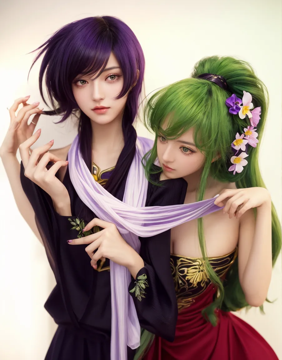 green curly hair、Earrings、choker、Golden Eyes、(Devil boy、17Age、A devilish, mischievous laugh))、Japanese clothing、Black and blue floral kimono dress、Waist to head、Peace sign with the back of my right hand、masterpiece、High resolution、Delicate、Seimitsu