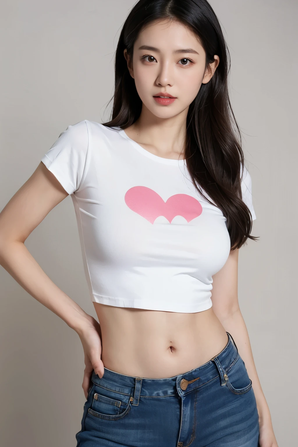 8k, Masterpiece, best quality, realistic, very detailed, 1 woman, healthy body, realistic skin texture, big breasts, staring at the audience, Crop shirt, Short t-shirt, tank top, underboobs, (Torn shirt), under , micro mini skirt, Sexy Pants, His shorts were torn., Reveal the skin., (Wear torn clothes.),(Torn clothes),movie light, Face focus, good eyes, detailed face, The face was bright...., During the day, choker:1.4、necklace:1.4、earring:1.4、outdoor motel coffee shop in the background, Low angle shot, View from below,Beautiful tattoos,small belly cake, 
