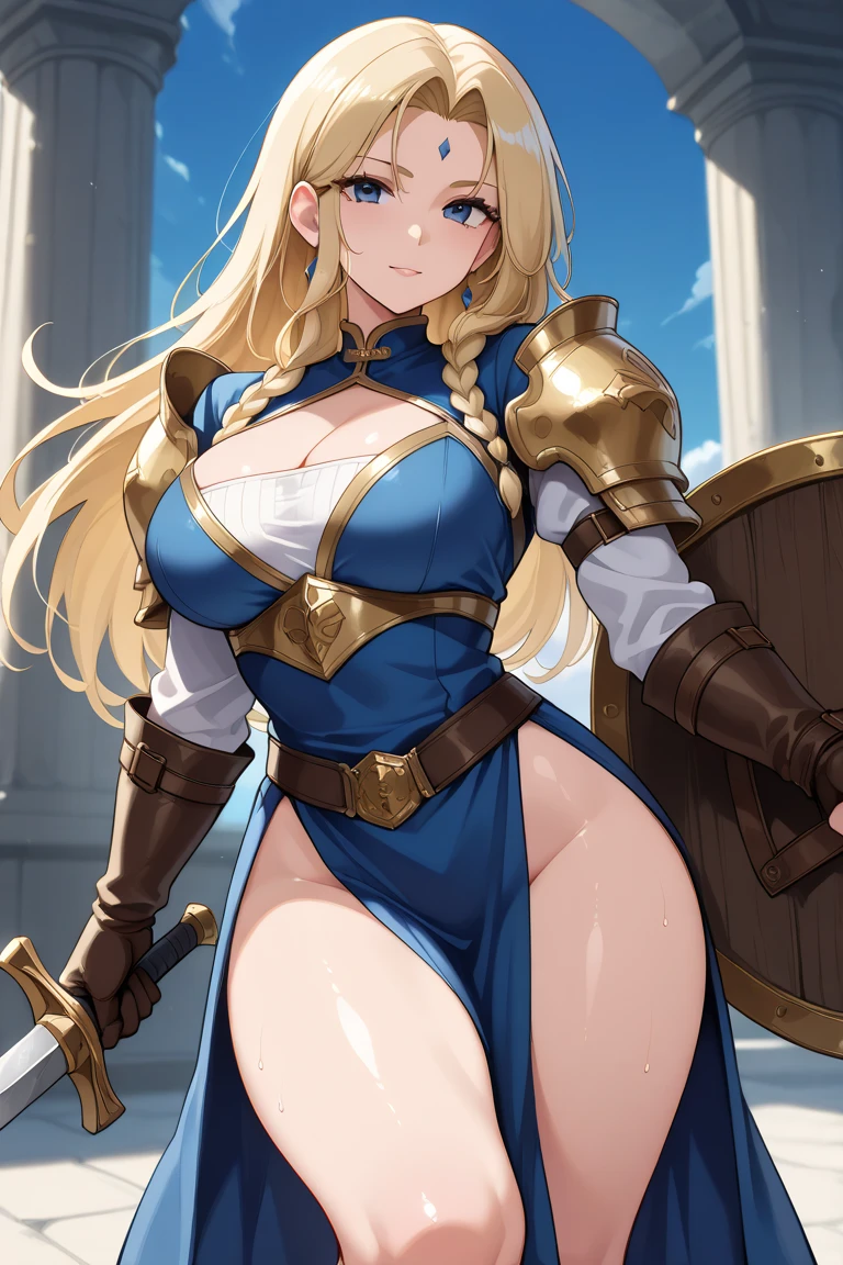 (masterpiece, best quality, high resolution, ((standing full body)), ((huge breasts)) 1 beautiful woman, full body fantasy Greek armor, fantasy Greek helmet, fantasy Greek shield and sword, posture I would be