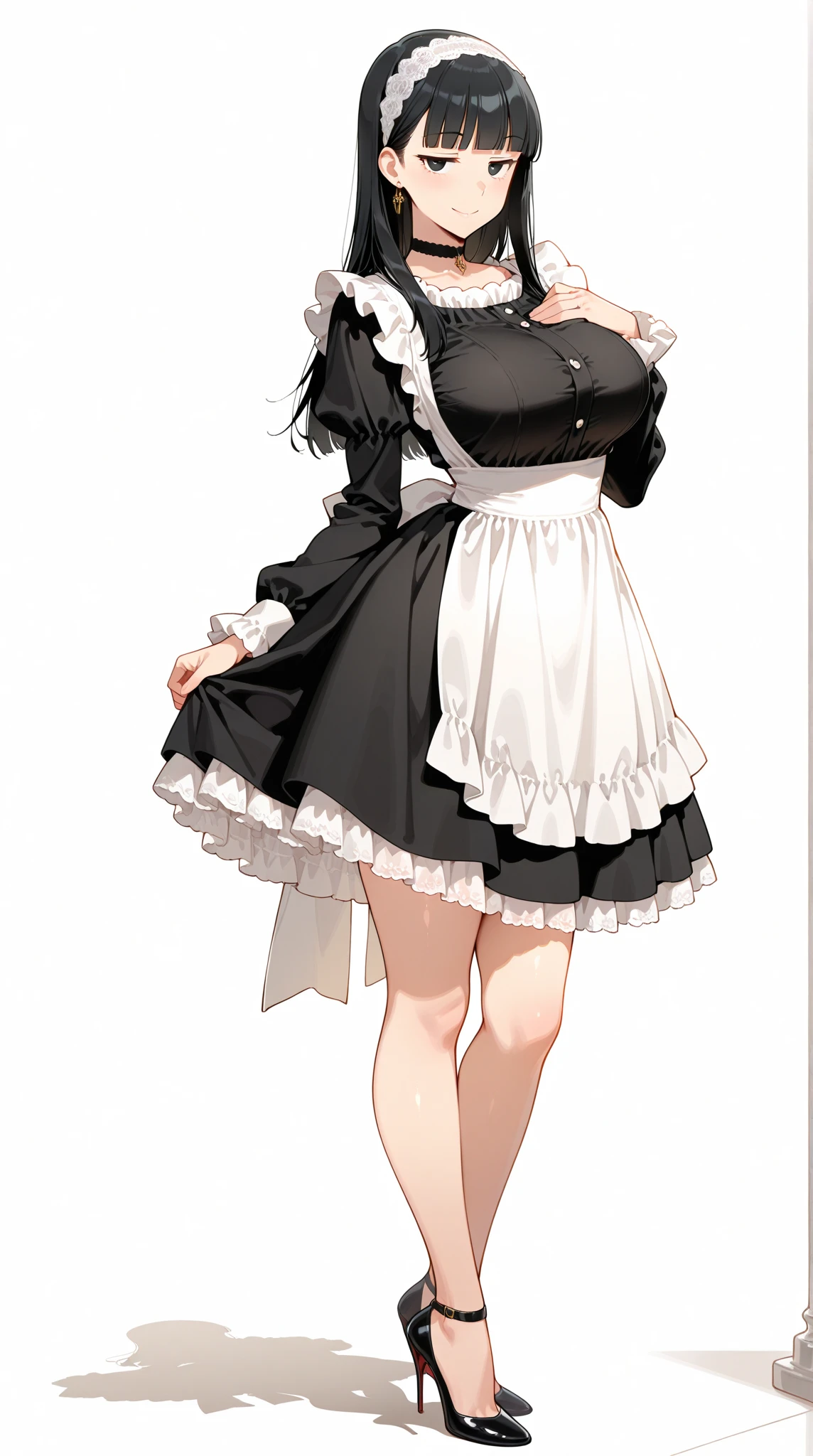 {{masterpiece}},high quality, 4K, 2D, 1 girl,{simple gray background},(attractive mature lady:1.6),milf,standing,(sagging breasts:0.8),(gigantic breasts:1.4),maid,front face,{{tareme}},attractive mature lady,black hair, {from right in front of face and body},View viewers from front,{front facing shot},Wear glasses,(serious:0.1)