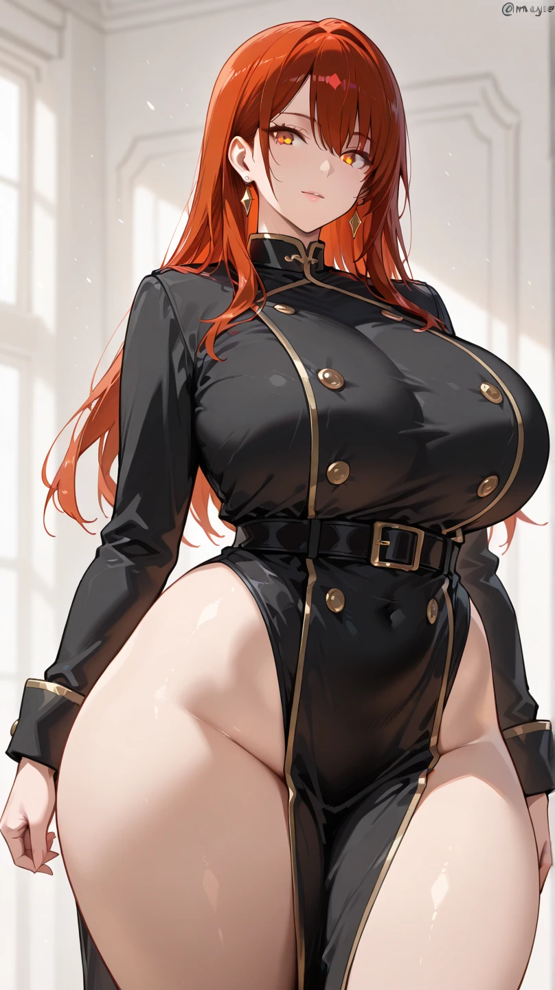 A girl has large breasts and yellow short hair and she is wearing her unzipped vault jumpsuit 