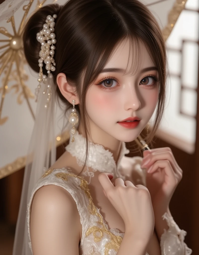 1 20-year-old girl, The flawless face of the goddess Athena, Beautifully 饰有许多性感的黑色蕾丝细节, Legend of the Female Saint, Beautiful goddess style glitter, Dark Mystery Version, Beautifully and beautiful pino detailing, Beautifully and beautiful lip detail, (Pure and flawless face: 1.9), Round chest, big, Round chest, Beautiful clear face and well-proportioned eyes, (Transparent eyes: 1.8), (bigbig的圆眼睛和浓妆, Sexy wet eye makeup, Very beautiful and exquisite hair and makeup, long and Beautifully blonde hair, Beautifully, Body Image: 1.8), vivid, (Stars in the sky: 1.7), (The sky and the illusory time and space gate: 1.8), Fictional Art, original photo, hanfu photos, Best photos, high resolution, best quality, Best photos, Best goddess quality, 8K female, Super 8 Single Saint Portrait, The most realistic color scheme, masterpiece, Best Beauty Brands, The best hair accessory, Live-action photos of the brand, Dark Studio, Border Light, Two-color lighting, (Rose White Skin: 1.4), (High Skin Detail: 1.1), 8k ultra high definition, SLR camera, Soft lighting, 8K, high quality, Honesty, Volume is smooth and sharp, 10 times more pixels, Sexy goddess, Sexy goddess背景空间: 1.8), (最美的aurora眼: 1.7), beautiful eyes, aurora(aurora)Beautiful single girl: 1.8), (More detail:0.8),