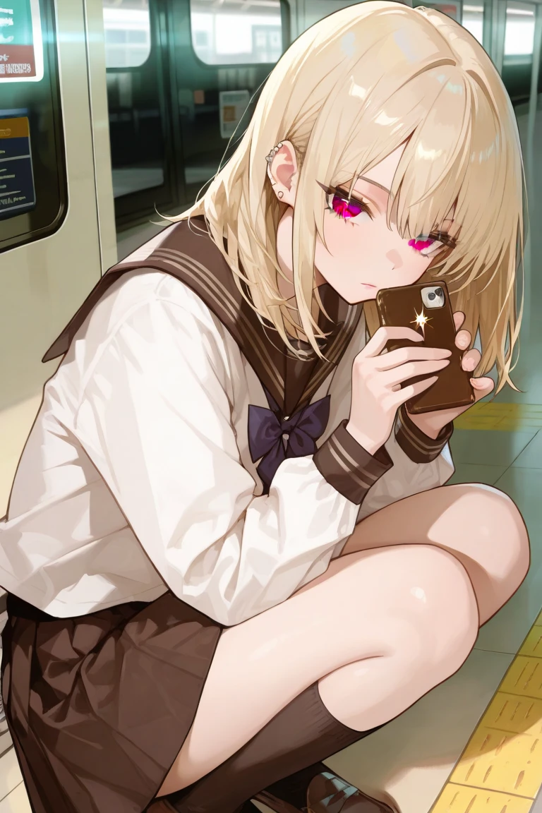 symbolirudolf,masterpiece, best quality, high quality, ultra detailed, extremely detailed, ultra-high res, best aesthetic, 8k), (beautiful detailed 5fingers: 1.2), (ultra-detailed face), nsfw, 1girl, (squatting on floor: 1.3), spread legs, ((((skirts lift,)))) ((captures a mirror selfie: 1.4)), ((black mouth mask: 1.2)), Break,, (pale skin: 1.2), parted lips, (nose blush), pink lips, ((drunk)), ((wet skin)), (ecstasy: 1.3), (fitting room),