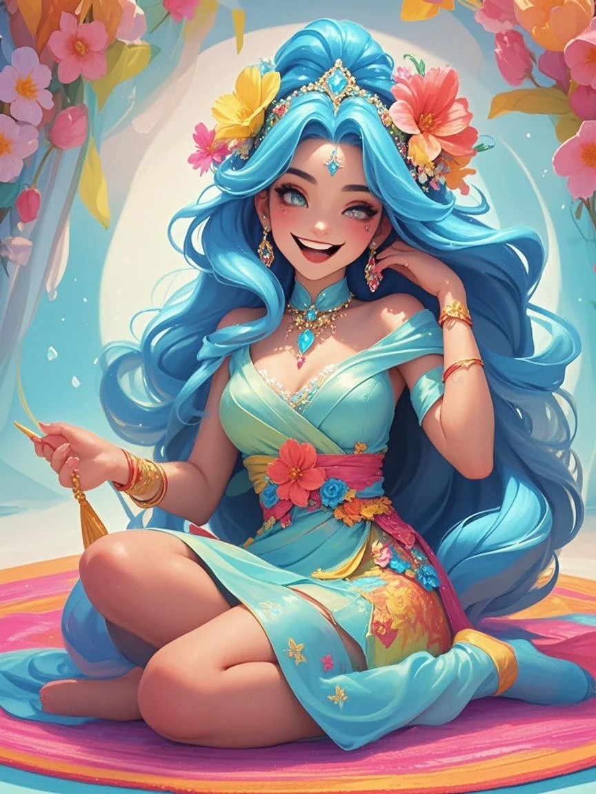 mulher sorridente em um vestido preto com fundo azul, foto granulada de uma mulher feia, Retrato NFT, inspired by Ilka Gedő, inspired by Zoë Mozert, inspirado em Nil Gleyen, imagem de arte digital, inspirado em Nadya Rusheva, inspirado em Maria Helena Vieira da Silva, rendering of close up portrait, Alina Ivanchenko