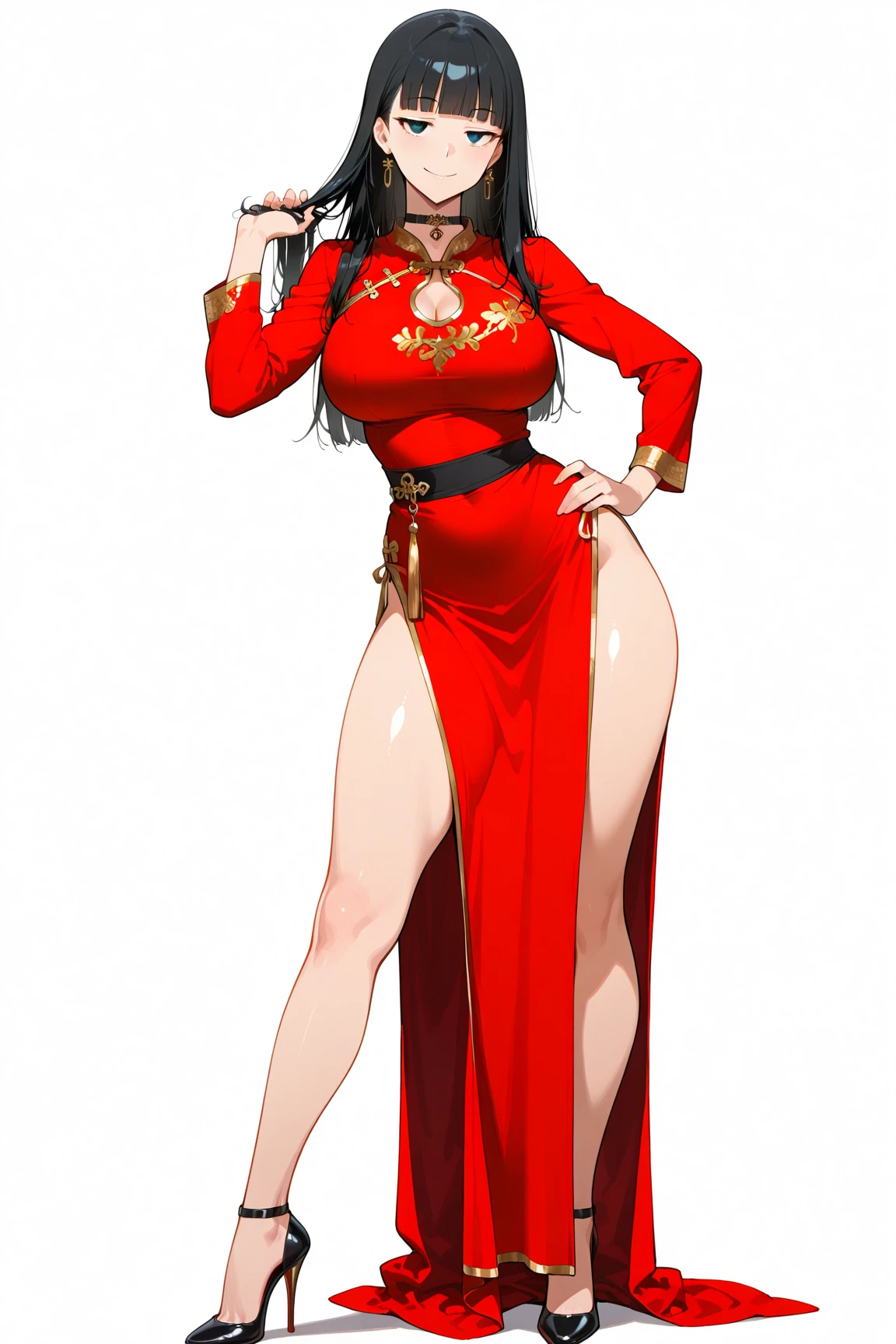 (masterpiece, best quality:1.3), MeekoHopanes, 1girl, solo, looking at viewer, blushing, wide hips, mature female, closed mouth, seductive smile, large breasts, full body, cowboy shot, thick thighs, <lora:MeekoHopanes Style Lora:.85>, nezuko, hair ribbon, pink ribbon, pink kimono, very long hair, multicolored hair, black hair, red hair, gagged, bamboo, gag <lora:nezuko:.8>