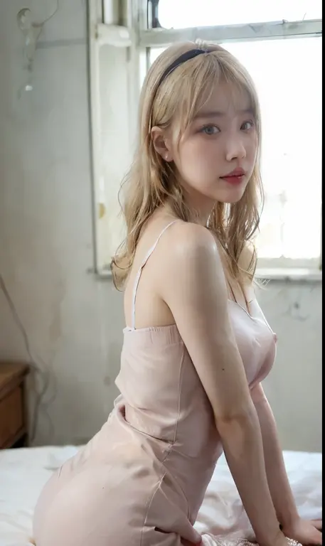 Exquisiteface，Elaborate Eyes，wet thin shirt open，Small breasts、wasn&#39;t wearing it、blonde  hair、adolable，The upper part of the body、The mouth opens in an O-shape，realisticlying， from below， Open legs，thick thight, Show crotch,NSFW