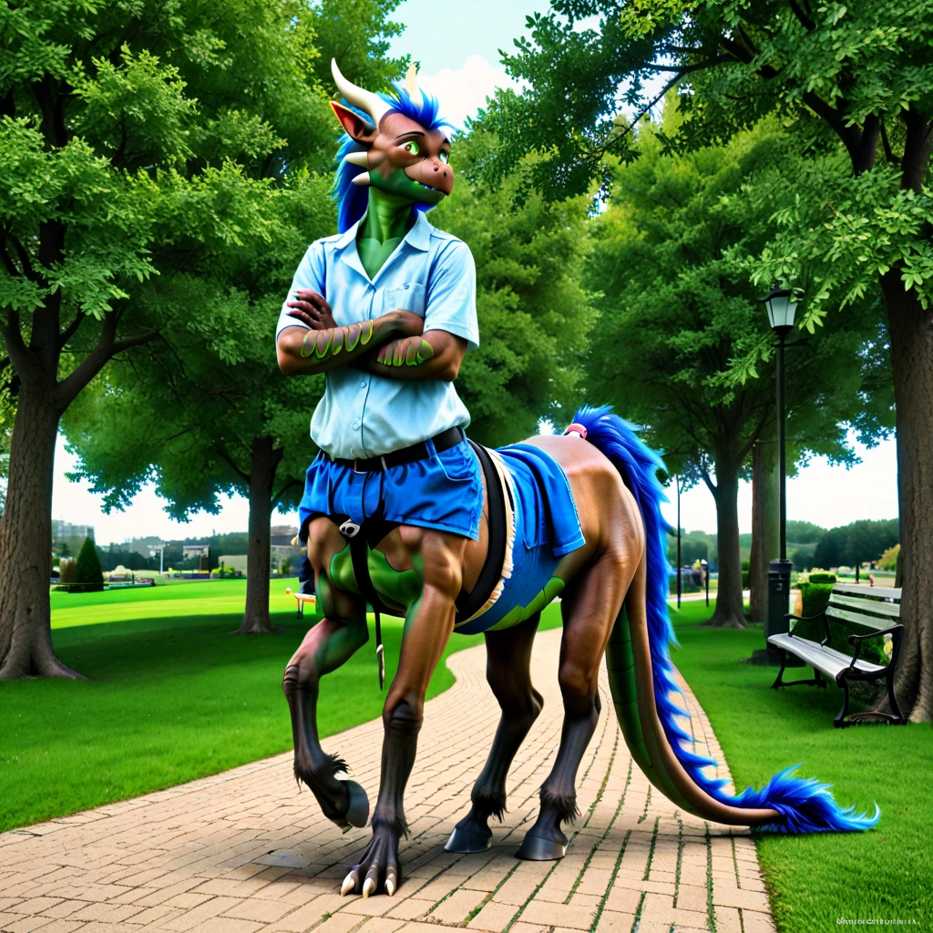There is one adult character on this picture. The character is a slender anthropomorphic male black horse, black fur, slender character, slender, barefoot, digitigrade, hooves, horse tail, male bare chest, bare chested male, topless male, black nipples, black areolas, nude, naked, black balls, visible balls, balls, black testicles, visible testicles, testicles, black flaccid penis, visible black flaccid penis, black flaccid penis, visible male genitals parts, nsfw. The scene takes place on lavender field. The character is walking on a lavender field. Lavender field on the background. South european village the background. Mediterranean village on the background. Day. Warm light. Summer.