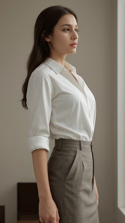 24 year old girl, with skirt and blouse( ultra realistic quality)