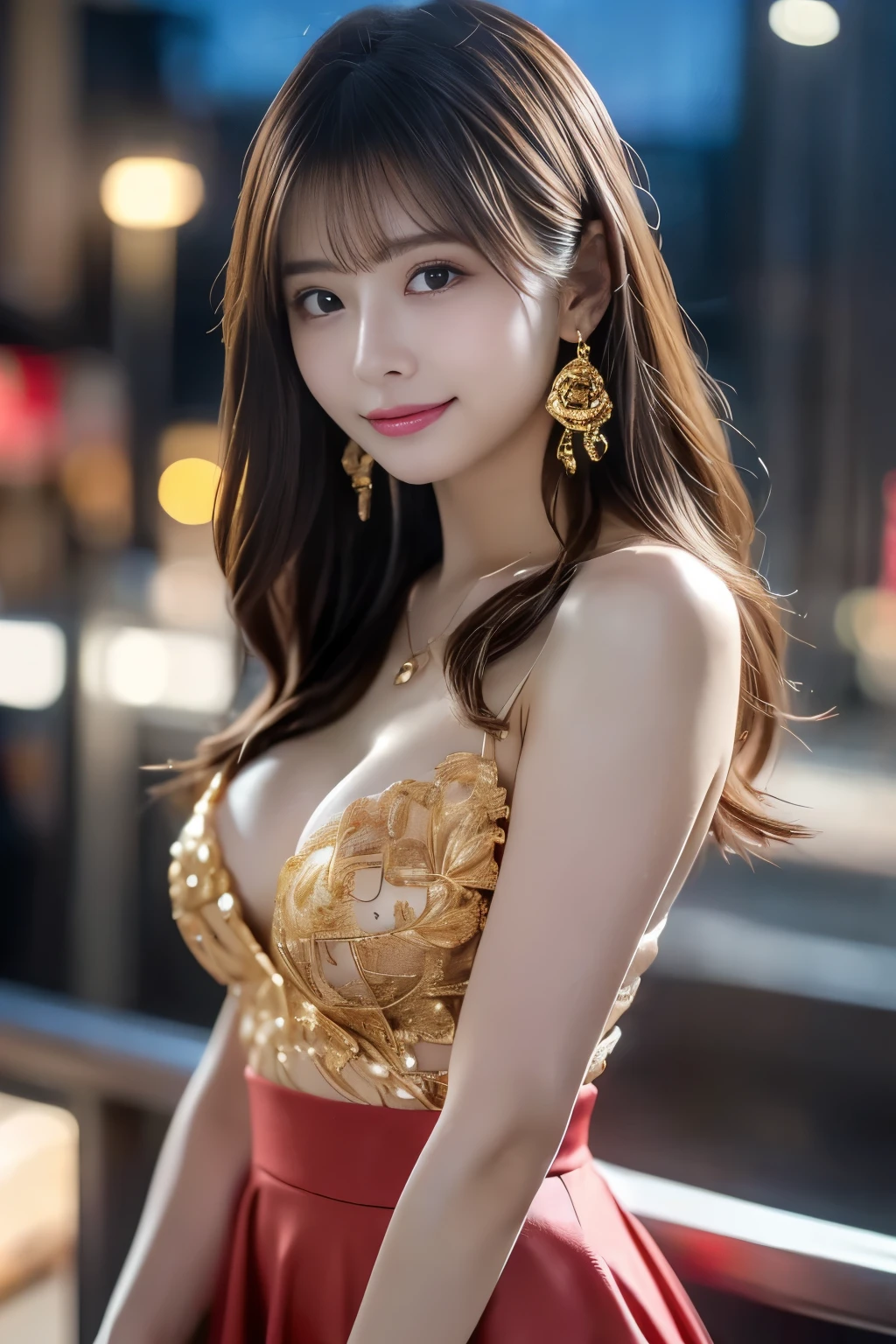 (夜空に満天の星空が輝く遊園地in、比類なき美貌とショートボブのスタイルin、Japanese idols who give off idol-like smiles take sexy poses。spotlight illuminates her breathtaking beauty。A Japanese idol who wears shiny and colorful idol costumes and gives off a smile like an idol、Emphasize the cleavage、Has a seductive smile。The figure of her dancing gracefully、エロティックな写真撮影のmasterpieceを予感させる。The camera、まるinRAW撮影機材in撮影したかのようなsuper high resolution(16K)in、あらゆるディテールをRealisticに捉える。super realistic detail、high-definition shadows 、そして見る者を惹きつけるdepth of fieldなど、deserves an award。解剖学的に正確in質感のある肌。with its outstanding quality、その卓越した品質in数々highly detailed skin and face texture、unrivaled level of realism)、(top quality、masterpiece、super quality、Super accurate 、UHD、super high resolution:1.2)、(16k、Photorealistic、Realistic、RAW pictures、f/2.8:1.4)、(super realistic detail、high detail、Very detailed、top qualityの影、depth of field、ray tracing:1.2)、(face、Pretty Girl Idol、20 years old:1.2)、(Super cute face、One Nogizaka's:1.3)、(DYNAMIC ACTION、Full Body、Professional cinematography、low angle:1.2)、(Saggy Eyes、double eyelid、Beautiful, clear, dark eyes)、(natural makeup、crystal pendant for acting)、(short brown hair、bungs、流したbungs:1.2)、(Perfect Anatomy、perfect ratio、Beautifully detailed body、Beautifully detailed hands and fingers、Beautifully detailed legs、fair skin、Very detailedな肌と顔の質感:1.2)、(自然in柔らかな光、 combat preparation pose、professional lighting)