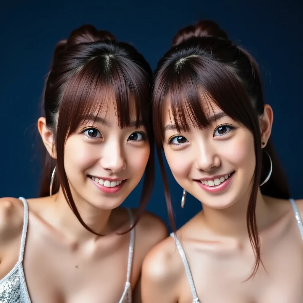 (extra detailed body、highly detailed face、best quality:1.2)、identical twin sisters、looking at the viewer、(psychedelic、marbling、laughter)、(background lemon color:1.4)