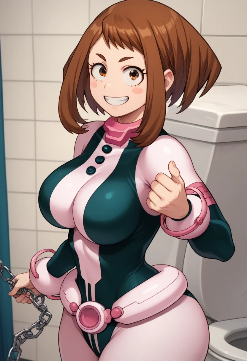 front view, cowboy shot, ultra detailed face, best quality, anime style, hires, highest definition, digital blending, bold drawing lines, ((weak body, female wrestler), (slender body), mature woman, milf, (wrestling gear, collar band), victorious, gorgeous, winner, not blushing, confident face, smile, (closed mouth), (pale skin, shiny skin, lighting and shadow), (cleavage), (clean face), (warming up), closed fists, (brown, curly hair, long hair, curly bangs), 37 years old,