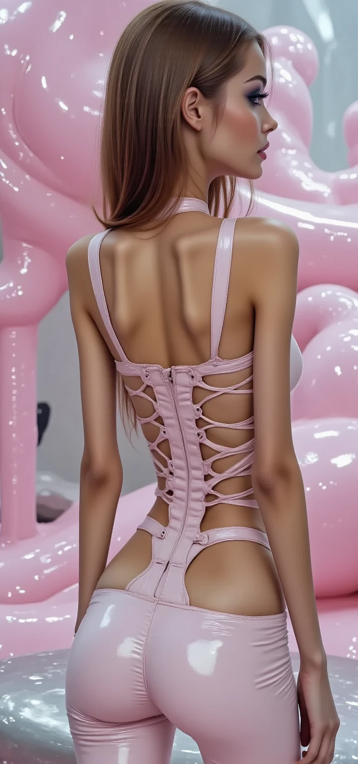 ((Mejor calidad)), ((obra maestra)), (detallado), cara perfecta, (((cut out V Neck metallic rainbow colored one-piece high-cut leg sexy swimsuit ))), blonde very happy teen girl ((French 22 years old blonde beautiful glossy girl with thin slim fit body, thin slim fit body, thin slim fit body)) ((((very happy teenager model cute face ))) (((tall ponytail hair)))) (big blue eyes)) (((feline large eyeliner style makeup))) hotel room , sexy, ((((thin ass up, ass very up, ass up, back visible , anus visible, (anus opened and fully visible, anus fully visible) , very sexual pose randomly squatting or lying in bed with ass up, ((( nice small hips and small thin waist and thin slim fit body, thin slim fit body, thin slim fit body))), ((( glossy body ))), glossy, ((((random photo angle and random photo perspectives))))