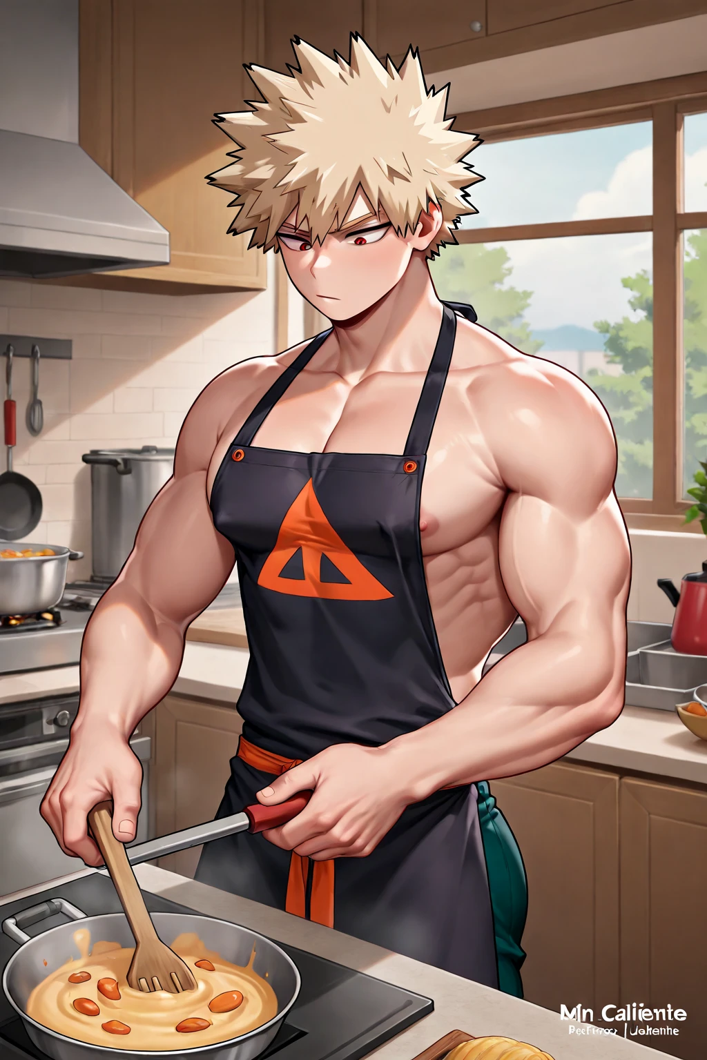 Sanji and Roronoa Zoro from One Piece making a protein shake in a kitchen for Rononoa Zoro. Both have trained themselves to look and act like big dumb bodybuilder jocks to blend in. Saying, "Good dumb jocks are big and dumb. A good dumb jock's what I'll become...." Then chuckling vapidly. Big biceps. Big triceps. Broad shoulders. Huge pecs. Big traps. Tank tops. Blank stare. Open mouths. Vapid. bro. bodybuilder. IQ drain. Jock. hypnosis. dumber. Big crotch bulge. Dumbing down. Brainwashing. Giant muscles. Hyper muscles. Hyper crotch bulge. Dumber and dumber. Bigger and bigger. Musclehead. Meathead. Jock. Hypnotized. Hypnosis. Brainwashed. Brainwashing. Subliminal hypnosis. "Bro, I feel ... kinda ... uhhh ... stupid...? Like my head gets ... dumber, and ... dumber, and ... dumber..... I'll ... be dumb ... for Coach...." Flexing.