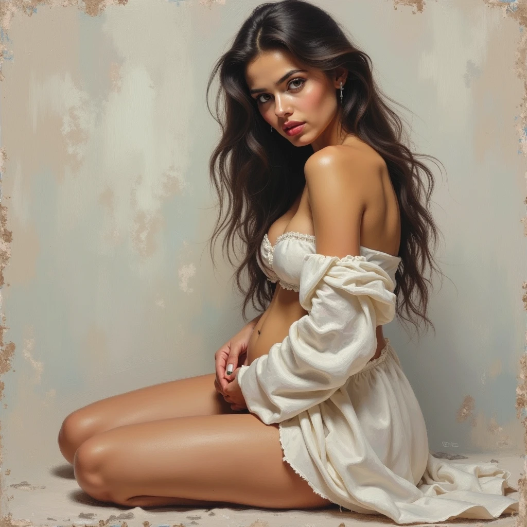 back view, Best quality, highly detailed, masterpiece, Indian princess, lying down on back on a green marble throne, legs wide open, holding one breast with one hand, showing pussy to the viewer, top angle view from above, thick muscular thighs, perfect hairy pussy with big clitoris, curvy hourglass figure, Rajkanya, naked, Masterpiece, extremely gorgeous woman, matchless Beauty, portrait, Peter Paul Rubens style, Woman, middle ages, classicism, andrey atroshenko style, painting, long hair, styled hair, traditional media, realistic, figurative, fine art, detailed Art, oil on canvas, HDR, 8K, original character, high resolution, high detail, focus on the face, intricate, flawless, fluffy hair, Peter Paul Rubens style, By Peter Paul Rubens, sharp picture, avoid crown or mukut in picture,