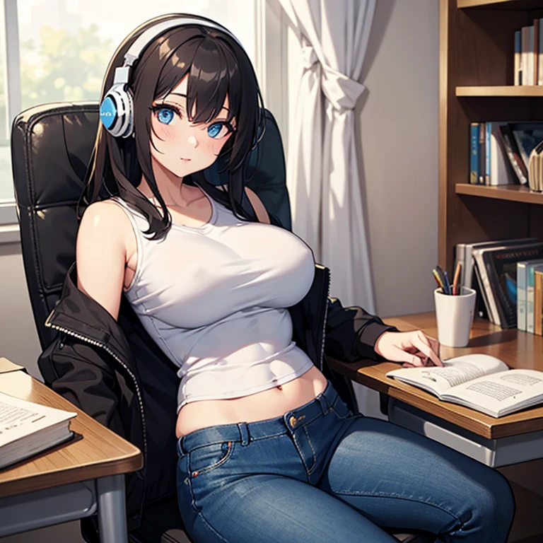 最high quality、best image quality、masterpiece、girl((20-year-old、 By becoming、vest bust、medium bust,wide open breast tea、shining eyes, neon hair、long hair、thin,highest valley、Damaged Denim Shorts、black navel shirt、Damaged Denim Jacket、smile、full body tattoo,diamond earrings、Wristband、necklace、I have headphones、leaning forward、elation、have a controller、Get angry)),high quality、beautiful art、background((game room、red lighting、green lighting))、Flight、debris flies、Depth of written boundary、movie、visual art、perfect art、8k,genuine、