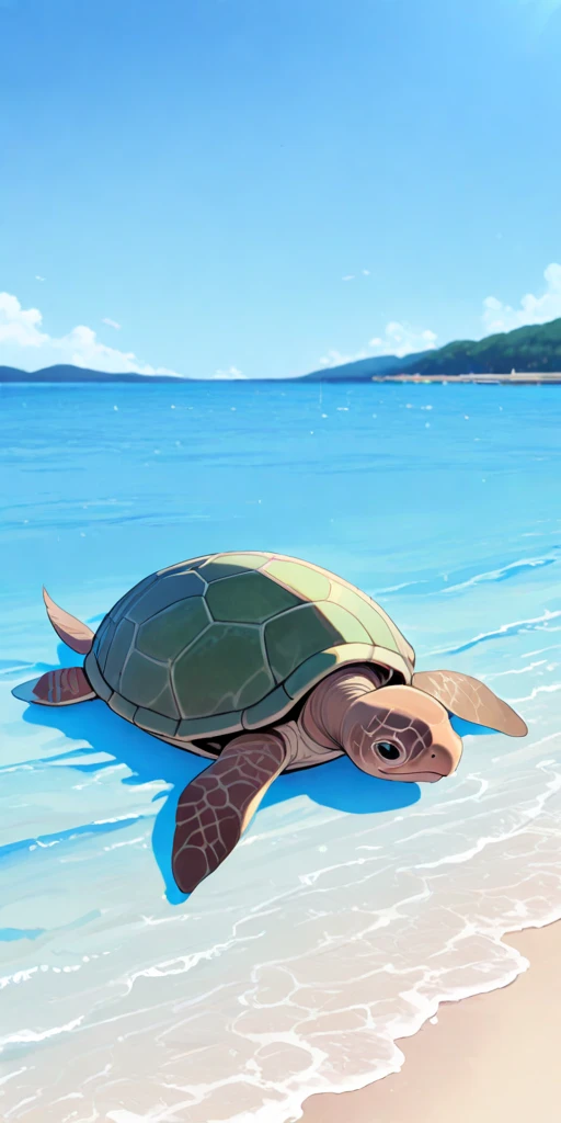 ((best quality)), ((masterpiece)), (detailed), cute little turtles on the beach(colorfull)