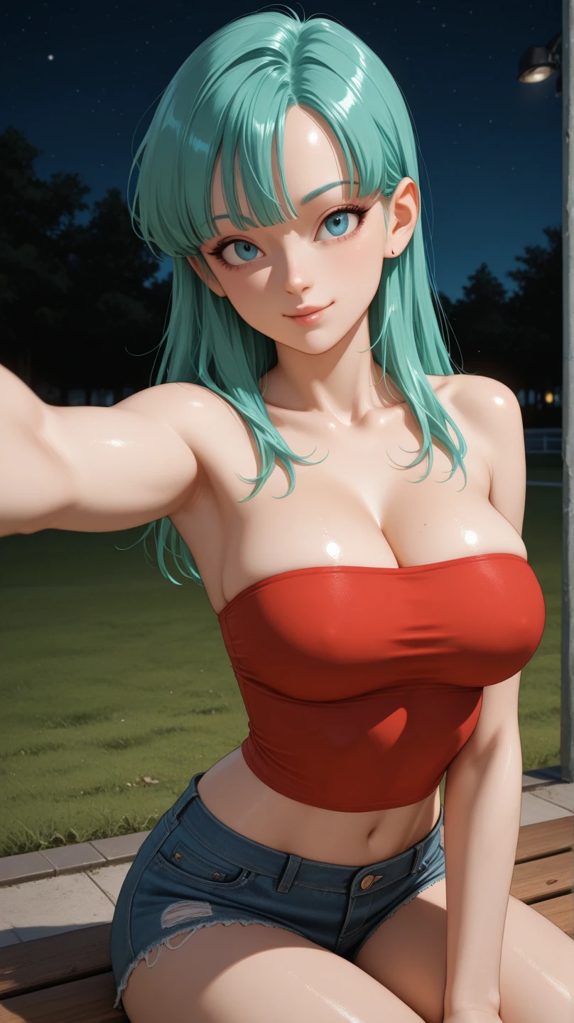 begging for sex, green hair, mountain, sky