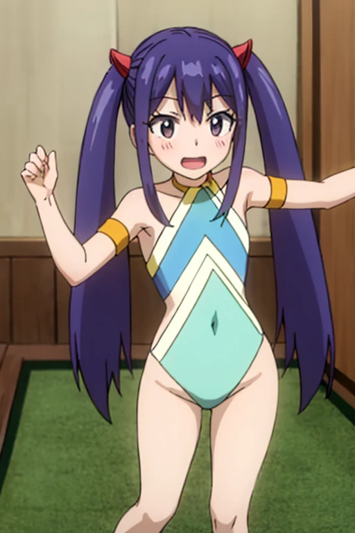 core_9, score_8_up, score_7_up, score_6_up, score_5_up, score_4_up, BREAK, source_anime, solo, 1girl, Fuwa Kokone, blue hair, medium hair, green eyes, lite smile, micro slingshot swimsuit, zettai ryouiki thighhighs, looking at viewer, small breast, erect nipples, dirty large areola, (skinny, slim legs, small hip, narrow waist), milf, natural (black:1.2) armpit hair, Unshaven black Pubic Hair, nsfw, dancing, cowboy shot, on the stage