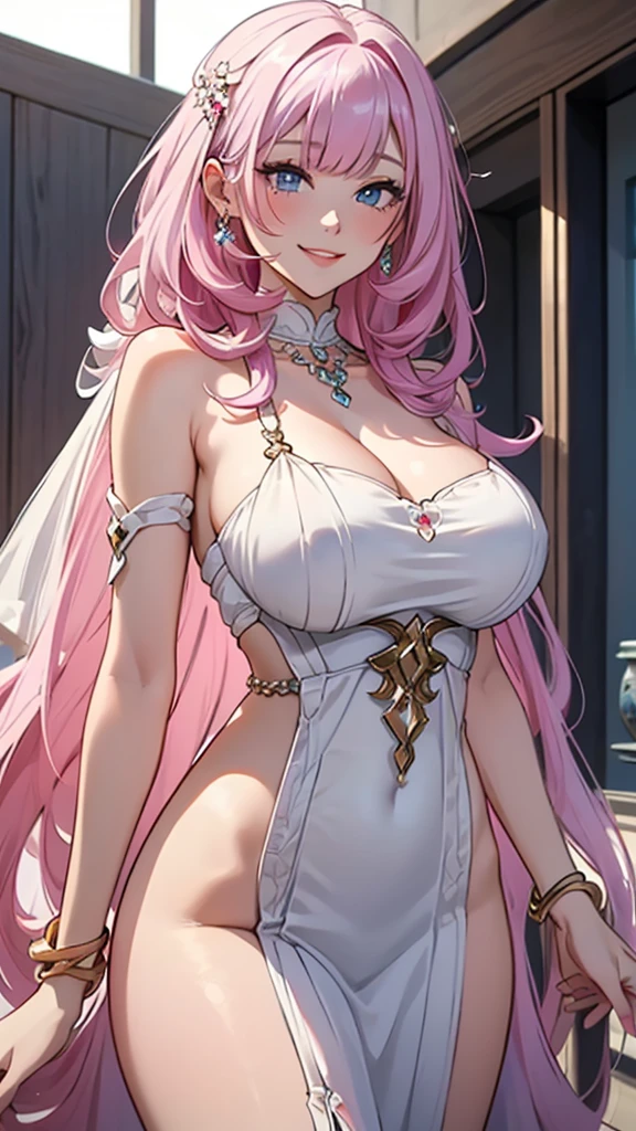 {{{{masterpiece}}}}, {{{super detailed}}}, {{{High resolution}}}, {{excellent anatomy}}, (((highest quality))), ((very delicate and beautiful)), {{very detailed and delicate}}, extremely detailed, solo, One female、best style、beautiful woman、The most beautiful woman in the world、(Sheer sexy dress:1.5),((big breasts))、(((long pink hair)))、Inside the chalk palace, baroque architecture, elegant walkways between towers, in luminist baroque style, royal palace, Baroque symmetry, Italian Renaissance architecture, Endless corridors, Rococo architecture, baroque palace,extremely detailedな瞳, solo, perfect face, pretty face, highly detailed face,Rich facial expressions、smile、(muste piece), (best quality)、red eyes、sexy pose、sexy woman、beautiful and detailed design