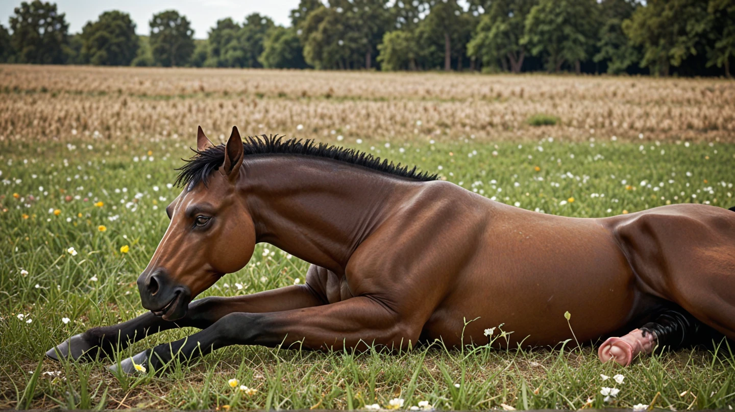 Horse lying down