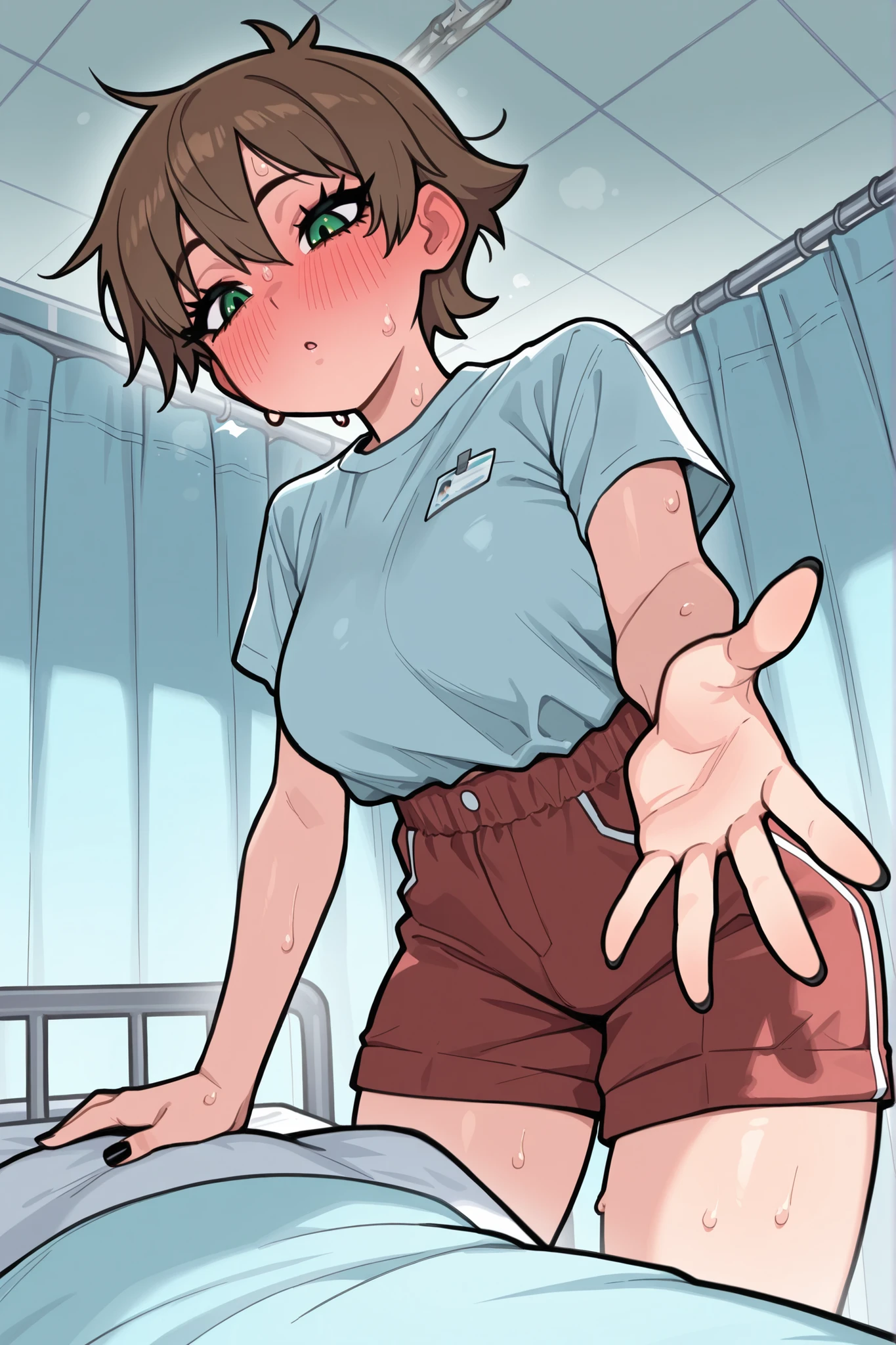 nsfw,((Completely naked))、((Erect penis))、((ejaculati))、Young man、male、Young body type、Short stature、Close ~ eyes、Brown Hair、Are thin、Slim figure、((The background is the gym storeroom.))、Open Mouth、Embarrassed face、Sweat,Emphasis on the crotch、