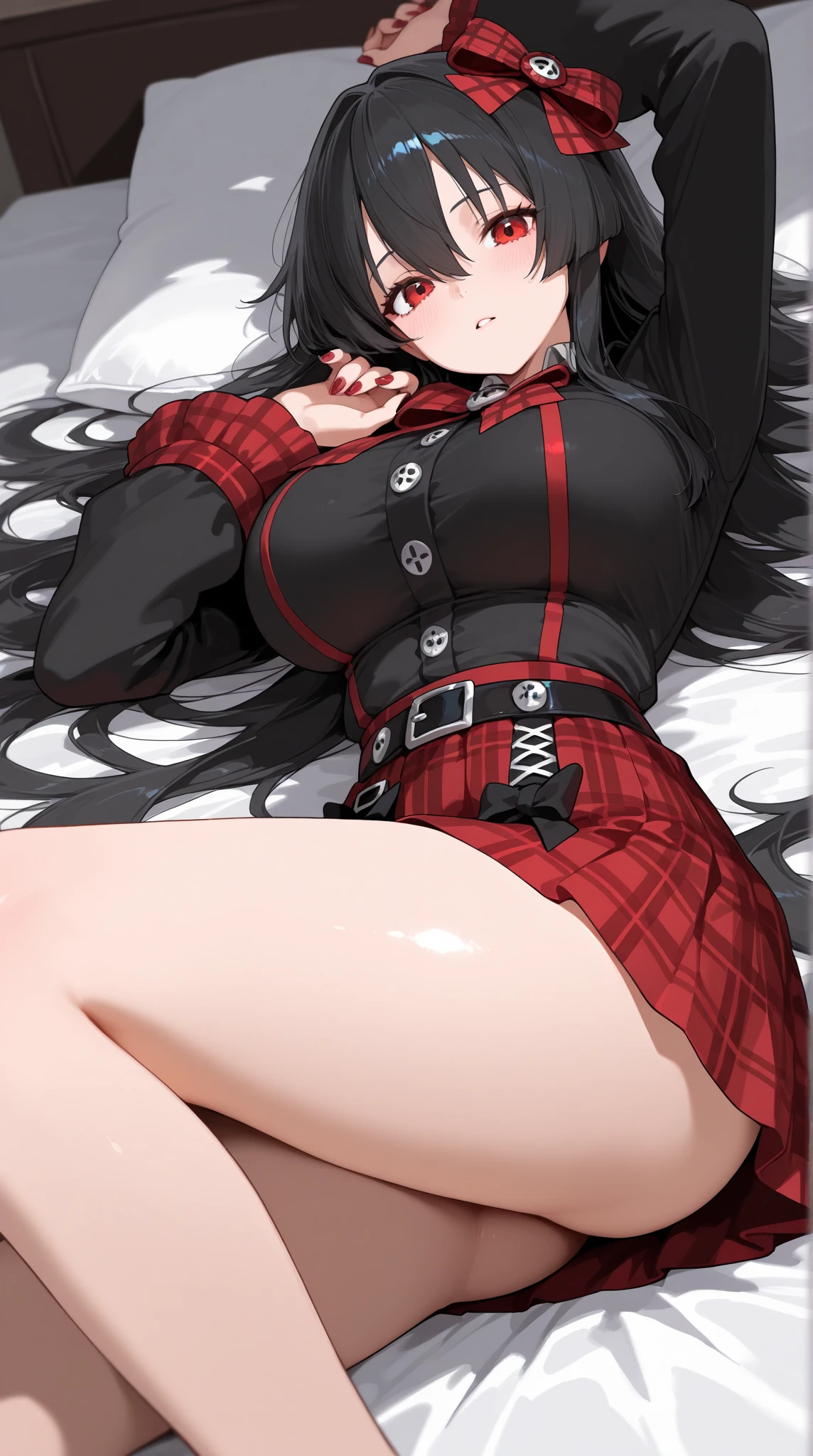 Kizi,huge tit,Sweatshirt,Superskirt,leg loops,Bedrooms,Lie down in bed,brunette color hair,Red pick dye