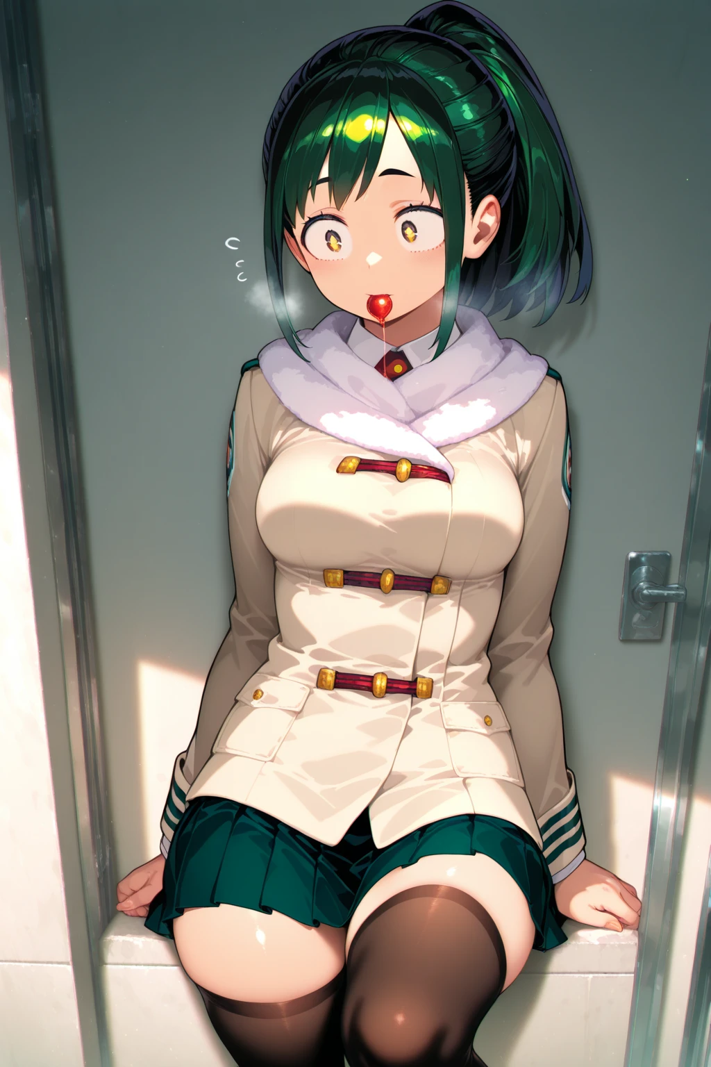 from front,open legs wide
,BREAK,
miorine rembran,long hair, {{{pleats skirt}}},defmiorine, green jacket, red necktie, green skirt,, black panty
,BREAK,
from front, {{{shaded face}}}, troubled face,smile big, happy smile, open mouth, looking down at viewer, masterpiece,absurderes, beautiful detailed face
,BREAK,
,Squat,looking down at viewer,Squatting,
((masutepiece,hight resolution)), masutepiece, Best Quality, , absurderes, Perfect Skin, Detailed skin texture, ultra-detailliert, 8K, Intricate details, beautifull detailed face,hight resolution, 1girl ,from front.
indoors,locker room