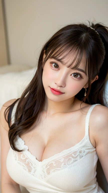 1人のgirl, (a beauty girl, delicate girl:1.3), (24-years-old:1.3),
break, (Night Dress:1.4),
break, Definition of very fine particles, (Symmetrical eyes:1.3),
break, (Lie down in bed、Bedroom:1.3),
break, Mid-chest, Brown eyes, Parted bangs, Black Hair, girl,
break, (Eye and facial details:1.0),Embarrassed、belly button、Braided、seductive smile、blush、
break, (masterpiece, highest quality, Very detailed, Detailed face, 8k)