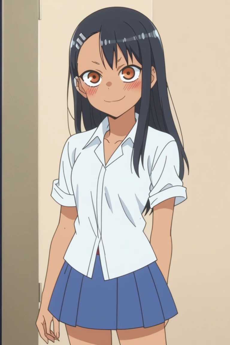 (masterpiece, highest quality: 1.2), alone, 1 girl, alone, panties，，black，Sailor suit，blazer，your heather, smile, Mouth closed, View audience, Long black hair, head band,  Earrings, Big Breasts, Medium Waist, Medium Hips, wide thighs, Embarrassing, charm, smiling with her Mouth closed, Good move..., Excellent anatomy,panties，classroom，，Sailor suit，blazer，skirt， (((skirtめくり, I can see your pants)))，