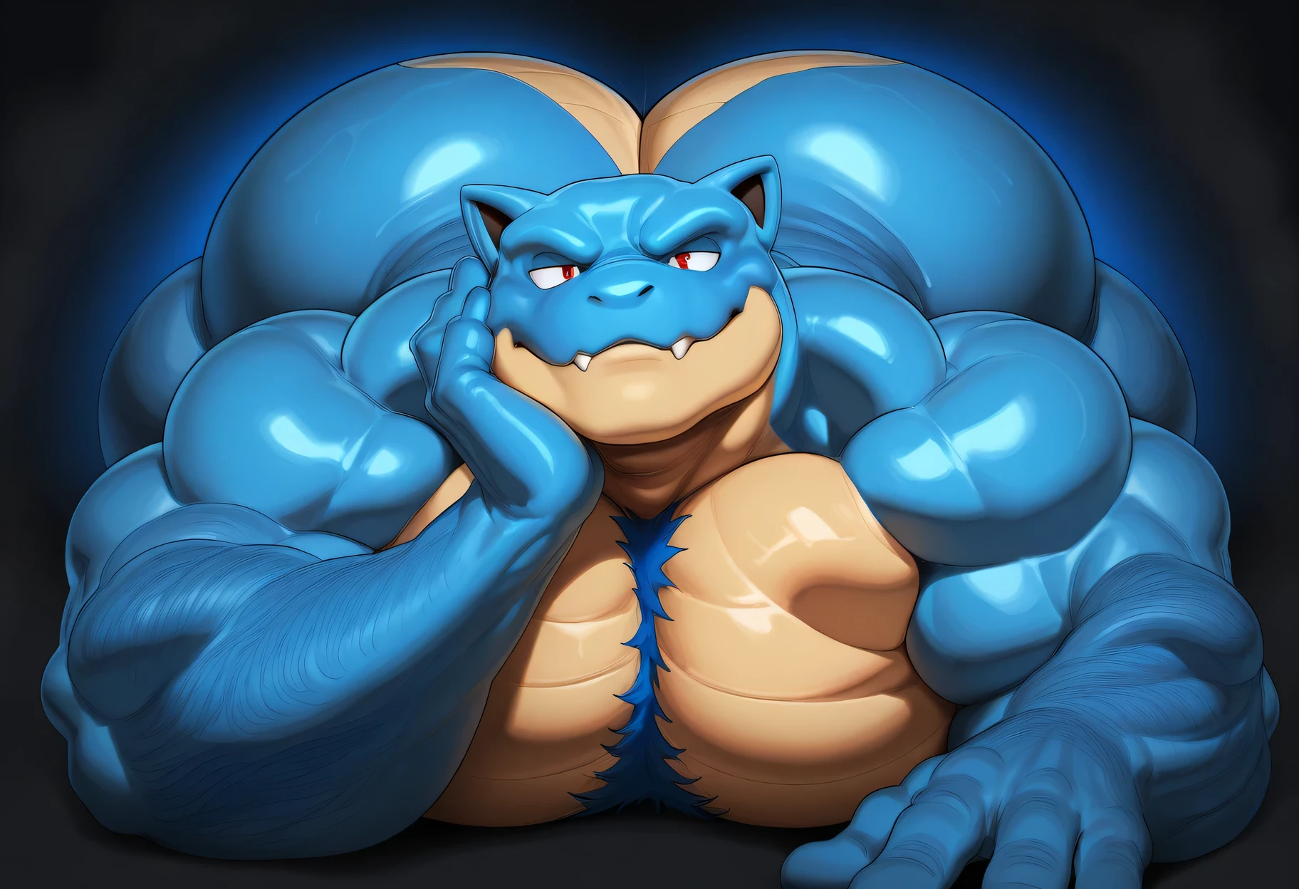 Machoke(Pokémon)、muscle、かいりきPokémon、Big nipples、naked、下半身もnaked、Big cock、Love Hotel、erection、Large glans、semen、Sweating profusely、steam、excited、Bed、Sex、Panting face、Anal