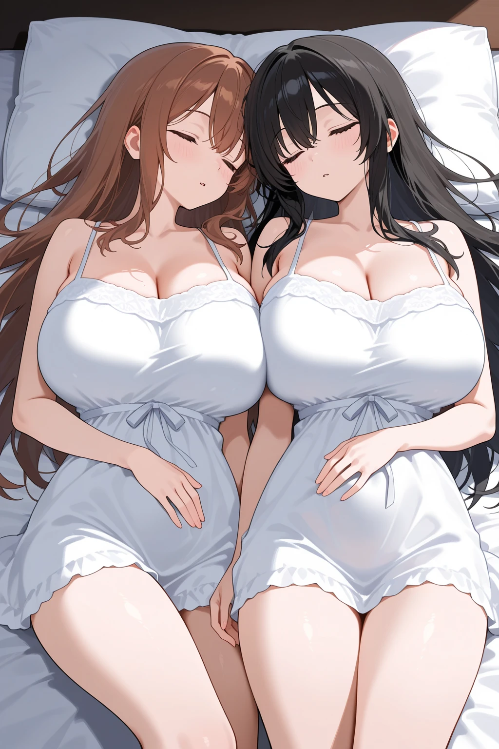 Nighttime activities with a cute wife with big breasts in the bedroom, 