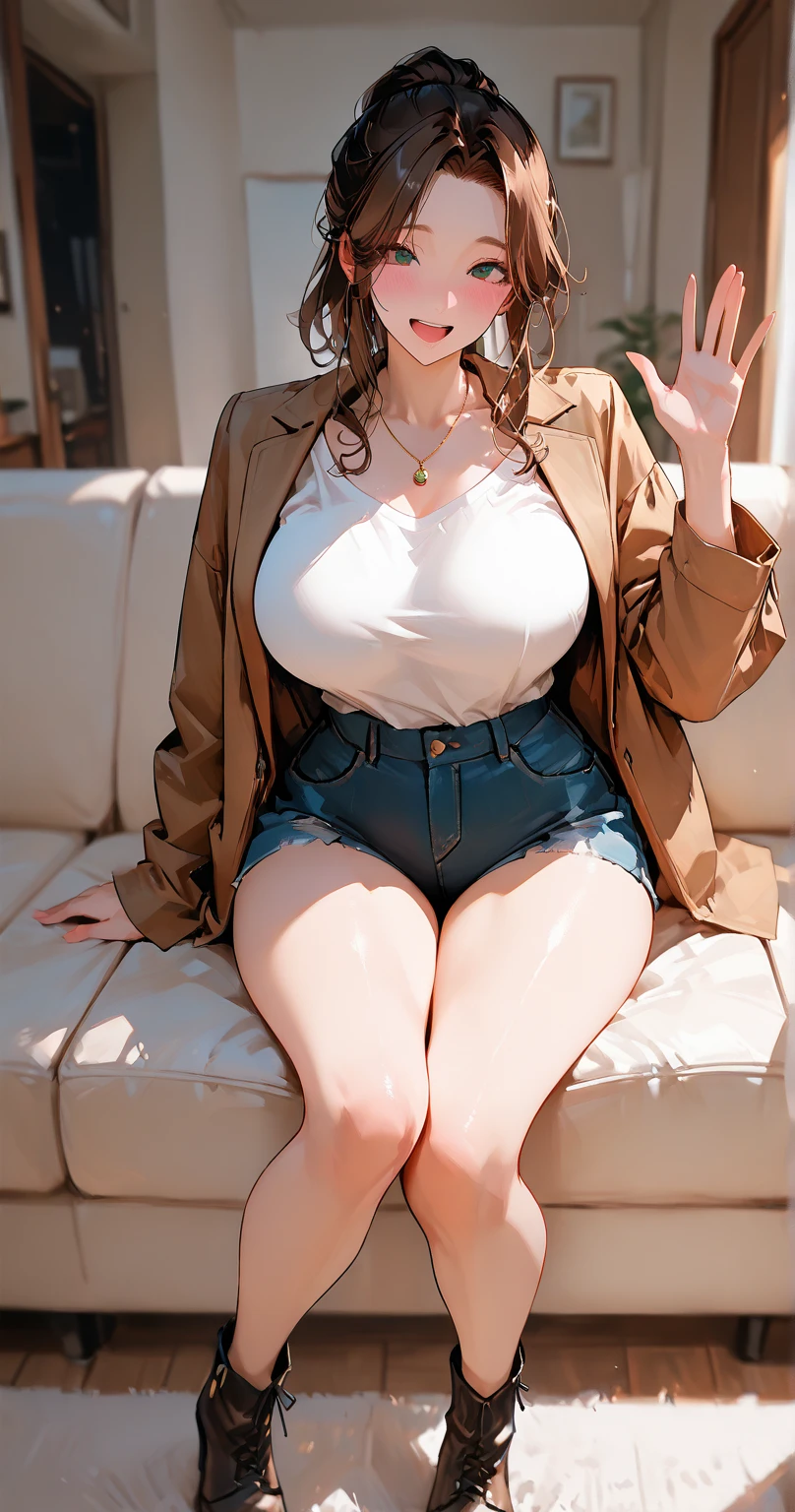 summer、Bedroom、thick、Sweat、Sexy Underwear、High leg panties、(((((Eyes hidden by long bangs)))))、(((Long black hair:1.2)))(((Black-rimmed glasses:1.2 black eye)))、Strong sunlight、thicksummerの昼間、ホテルのBedroom、Look at this、Front view、Full Body Shot、Raise Bra、your 、Beautiful breasts、sneakers、Beautiful Abs、Open shirt、Put your hands in your panties、Masturbation、masturbation