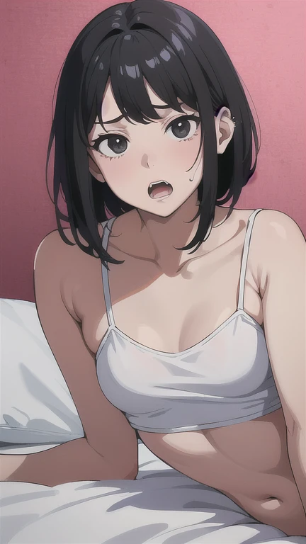 a close up of a woman laying in bed with a pink bra, japanese model, young sensual gravure idol, young pretty gravure idol, realistic young gravure idol, realistic sensual gravure idol, young gravure idol, sophisticated gravure idol, 奈良美智, young skinny gravure idol, beautiful asian girl, oppai