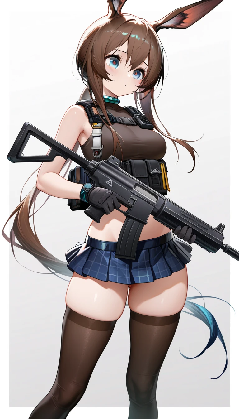 A woman in uniform with a gun and a bag, M4 SOPMOD II Girls Front, Girls Front style, exquisite details. Girl Front, From Girl Front, Ga Moe Yandere Grimdark, Gapmoe Yandere, Girl Frontier CG, With Rifle, Maple Story Gun Girl, Girl Frontier Universe, Yandere Intricate, Female Action Anime Girl, Shooting Stance, White Stockings, High Heeled Boots --auto