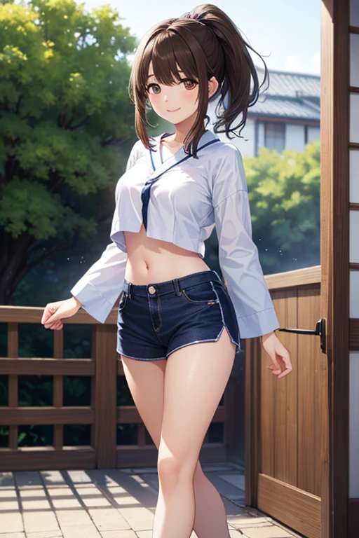 Girl, with wet white shirt, with underwear.