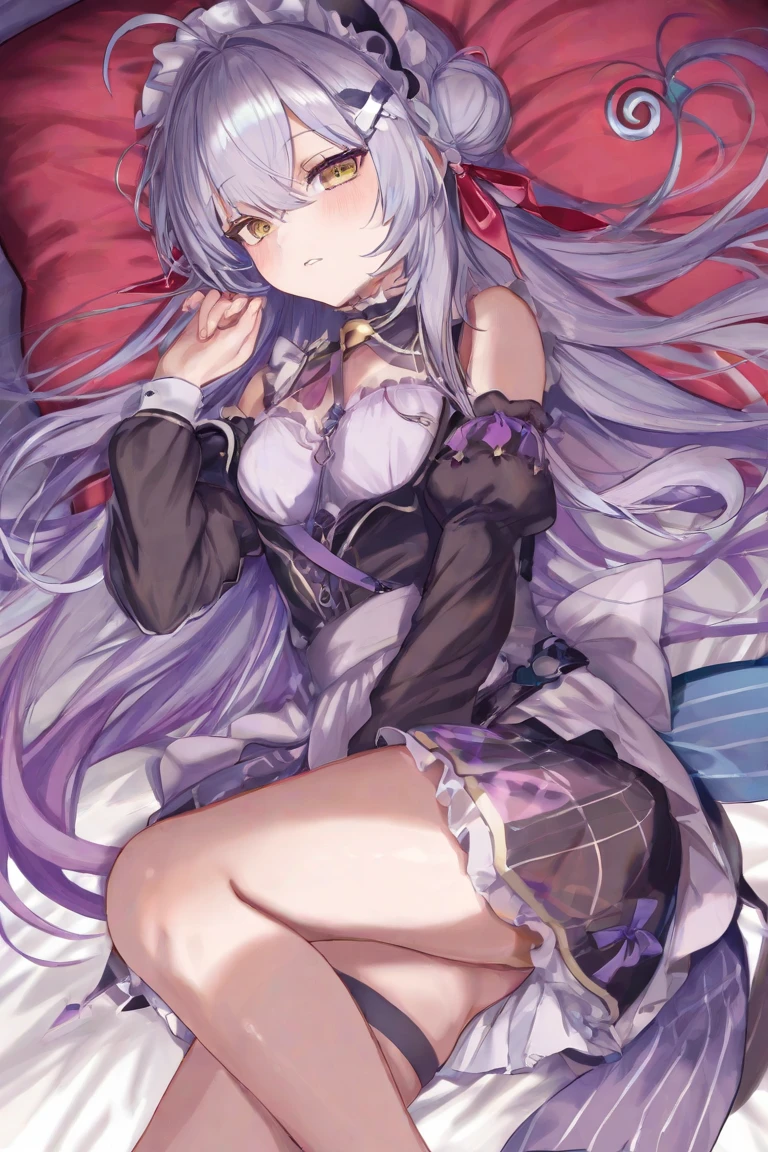 Fairy Knight Lancelot (destiny), One girl, alone, Long Hair, chest, View your viewers, bangs, underwear, tail, Gray Hair, mask, Top-down Bottom-up, flexible, Body pattern, Armrest, Jack O' Challenge, Hands on the ground