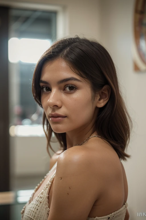 Una mujer con cabello largo y negro y un top negro, flawless, hermosa cara latina, rostro feminino atraeador!!!, pelo negro rizado y ojos verdes, hermosa cara atraejor, pelo negro lustroso y ojos grandes, Cara extremadamente hermosa, cara perfecta, cara hermosa y atraejor, Hermosa cara. Este retrato captura a Adriana Lima, a 35 year old latin beauty with a beautiful face with smooth skin, negros rizos largos que caen sobre